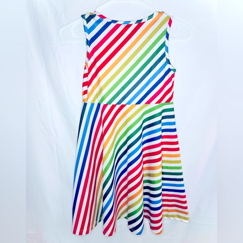 Rainbow stripe girls dress, Size 6-8, Tag says large.